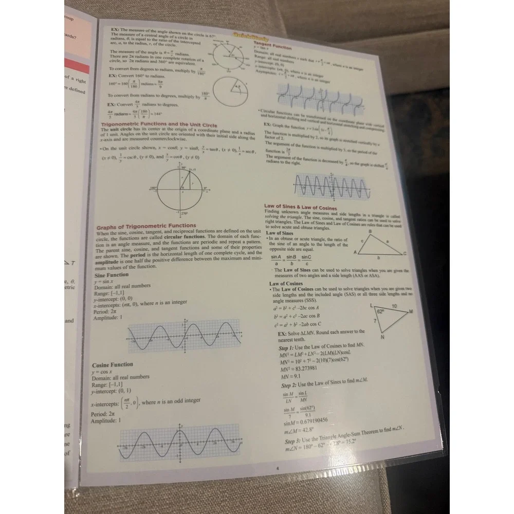 QuickStudy Academic Pre-Calculus Laminated Study Guide BarCharts Reference Guide